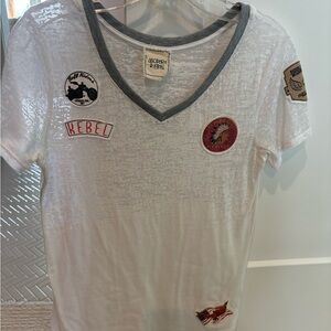 Rebel White Short Sleeve Tee with Patches